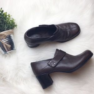 CLARKS • brown Velcro strap booties SIZE 7.5